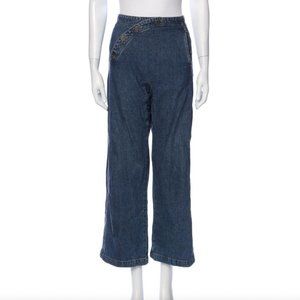 Rachel Comey High Rise Wide Leg Jeans w/ unique arced buttons 25 in waist